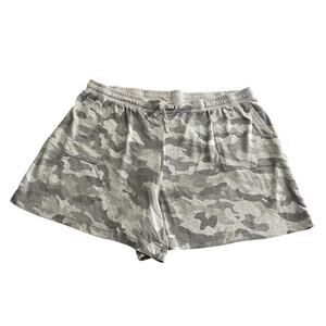 3X June & Delancey Elastic Waist Drawstring Shorts Gray Camoflauge Womens